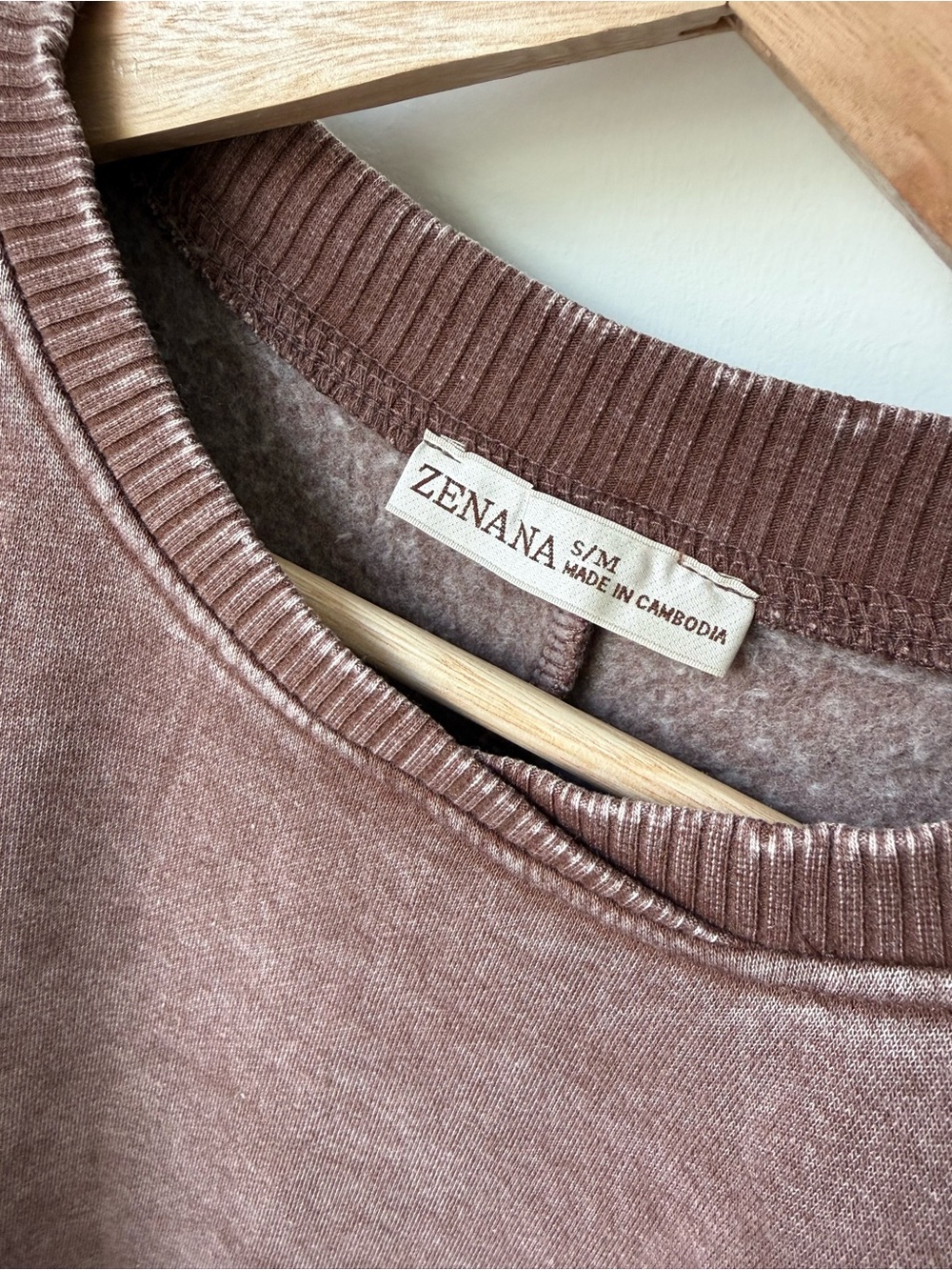 Zenana Acid Washed Crewneck Brown Sweater | S/M & L/XL - Picture 2 of 12